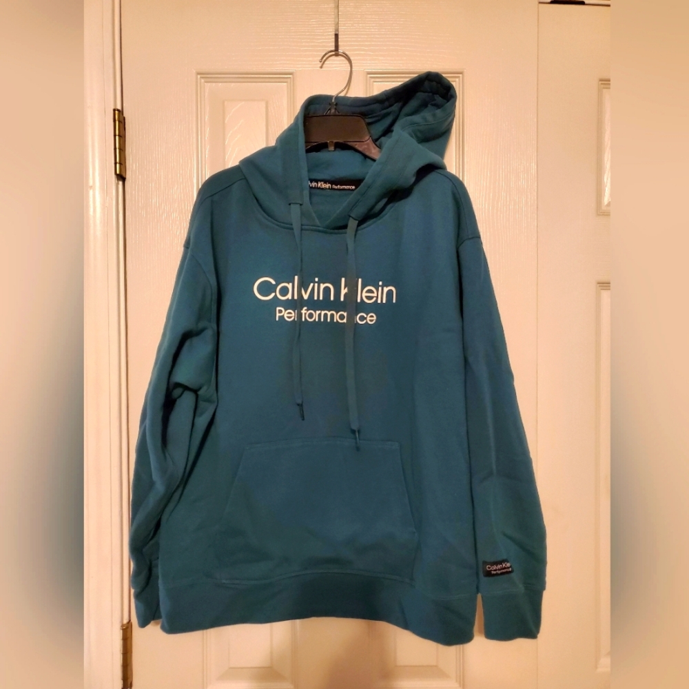 Calvin Klein Performance Women's Hoodie Teal Sweatshirt Size XL